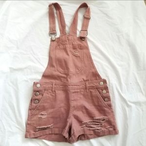 F21 Dusty Pink Denim Overalls